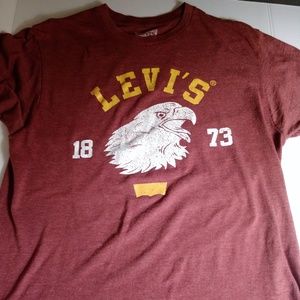 Men's Burgundy Short Sleeve Levi Shirt, Size M